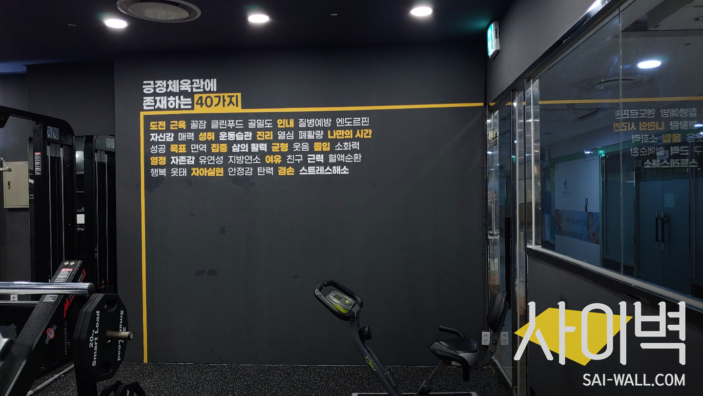 긍정체육관 스텐실 벽화 시공 사진 10